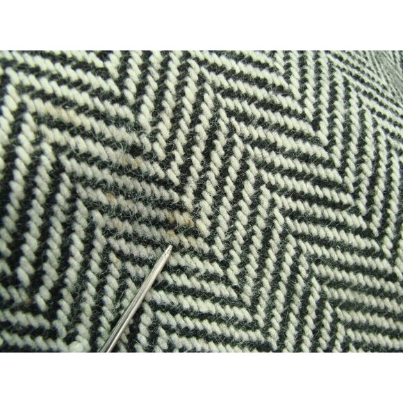 Guess Womens Med Chevron Black White Wool Blend Pea Coat Double Breasted Flared - Picture 9 of 13